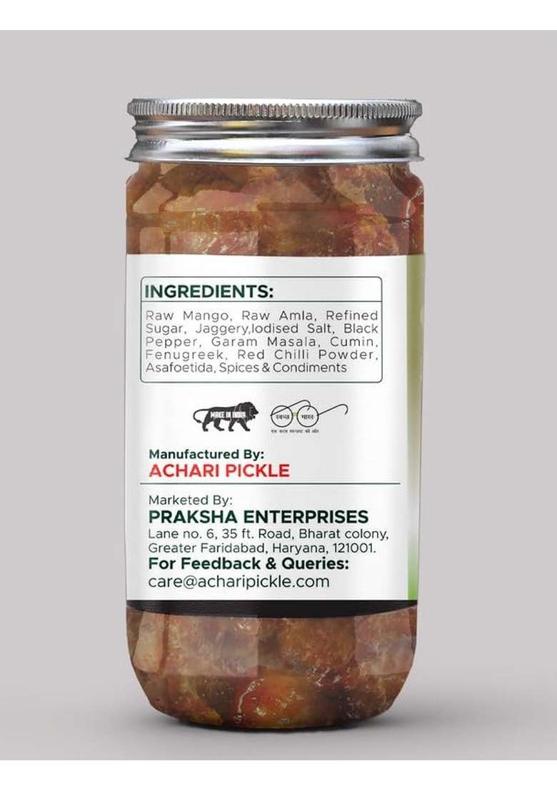 Achari Pickles Sweet Mango Chutney Amla Murabba Mix Mother Special 400 Gm Ghar Ka Achar - Indya