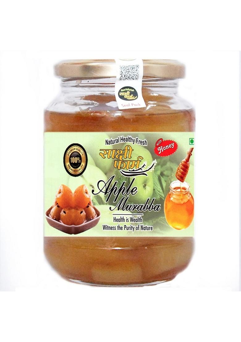 Sakshi Farms | Homemade Organic Apple Murabba With Honey And Sugar Free 450Gms Pack Good For Health Natural Immunity Booster Seb Ka ''Natural Pure Hygienic''