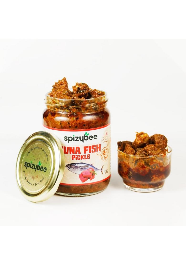 Spizybee Premium Tuna Fish Pickle | Authentic Kerala Style 550G Glass Jar Pack