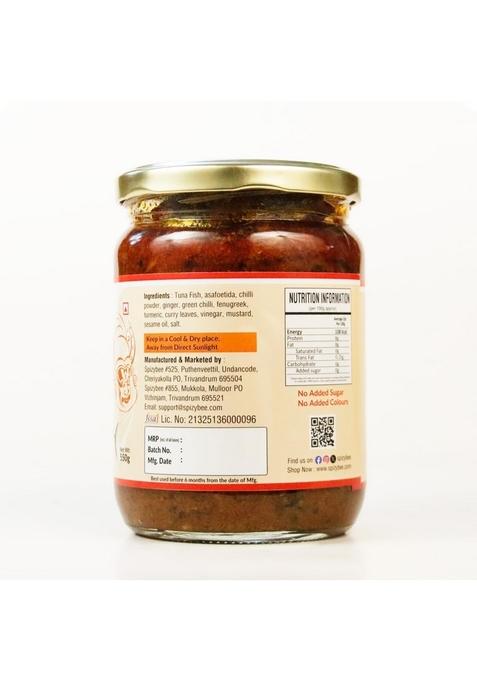 Spizybee Premium Tuna Fish Pickle | Authentic Kerala Style 550G Glass Jar Pack