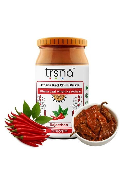 Trsna Athana Red Chilli Pickle 375 Grams | Lal Mirch Ka Achar With Authentic Flavor| Rajasthani Pickles Made Mustard Oil Premium Gourmet Achaar In Rajasthan