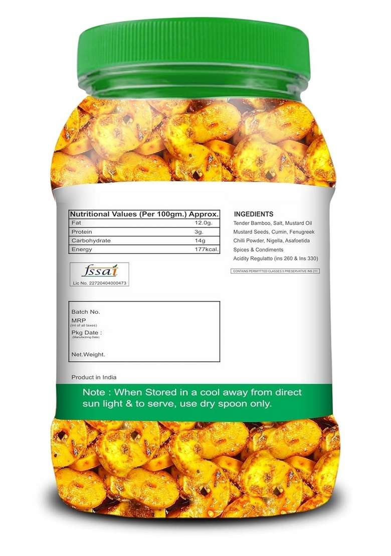Naturearth 100 Natural Bamboo Pickle Amda Mix Veg 600 G Primium Quality Achar - Indya
