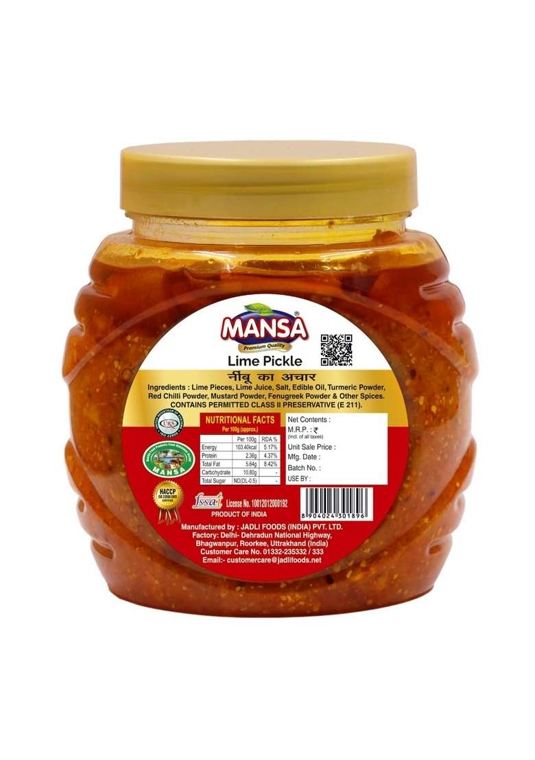 Mansa Lemon Pickle Nimbu Achar 900G - Indya
