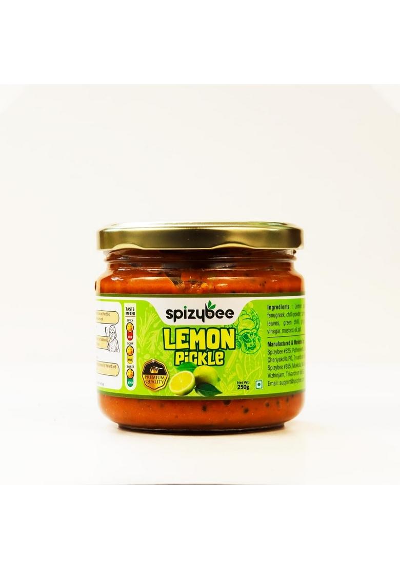 Spizybee Premium Lemon Pickle | Authentic Kerala Style 250Gram Glass Jar Pack