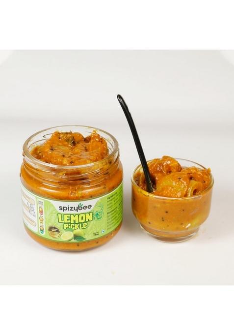 Spizybee Premium Lemon Pickle | Authentic Kerala Style 250Gram Glass Jar Pack