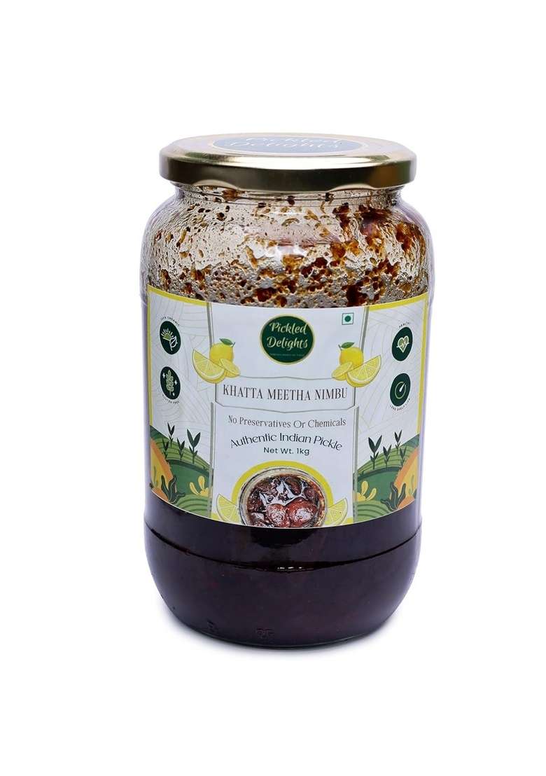 Pickled Delights Khatta Meetha Nimbu Lemon Pickle Flavour Sweet Tangy 1000 Grams - Indya