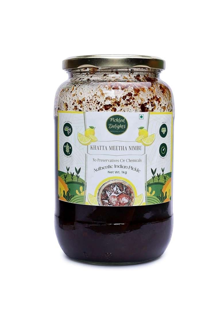 Pickled Delights Khatta Meetha Nimbu Lemon Pickle Flavour Sweet Tangy 1000 Grams - Indya