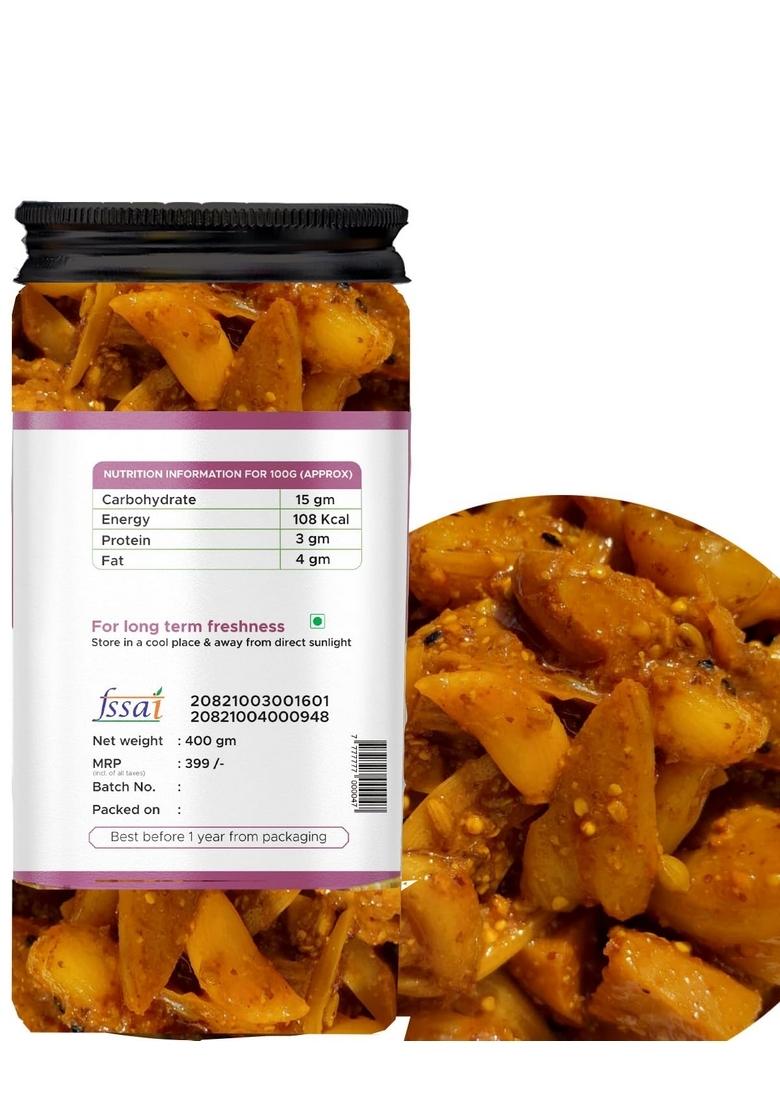 Kababi Lucknowi Kathal Lehsun Ka Achar I Homemade Tasty Pickle 400 Gm Jackfruit Garlic Taste Bhi Health Organic