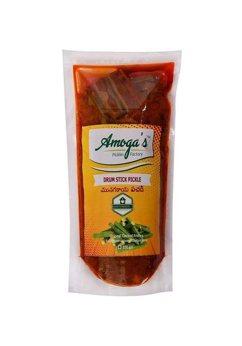 Amoga'S Pickles Factory Andhra Fresh Drumstick Munagakaya Shajan Pickle Achar 200 Gm And Bitter Gourd Kakarakaya Combo Pack Of 2