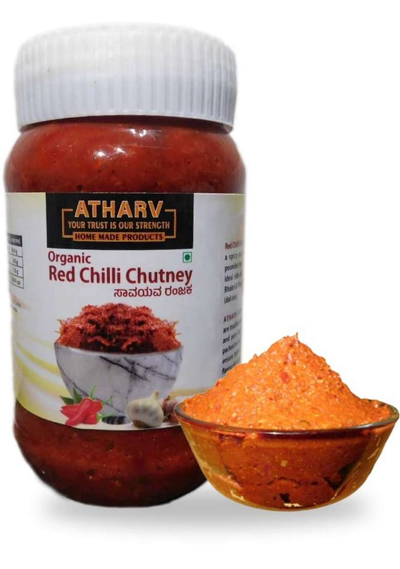 Atharv Home Made Products Organic Red Chilli Chutney Garlic I Authentic Taste Pack Of 2 Each 250G - Indya