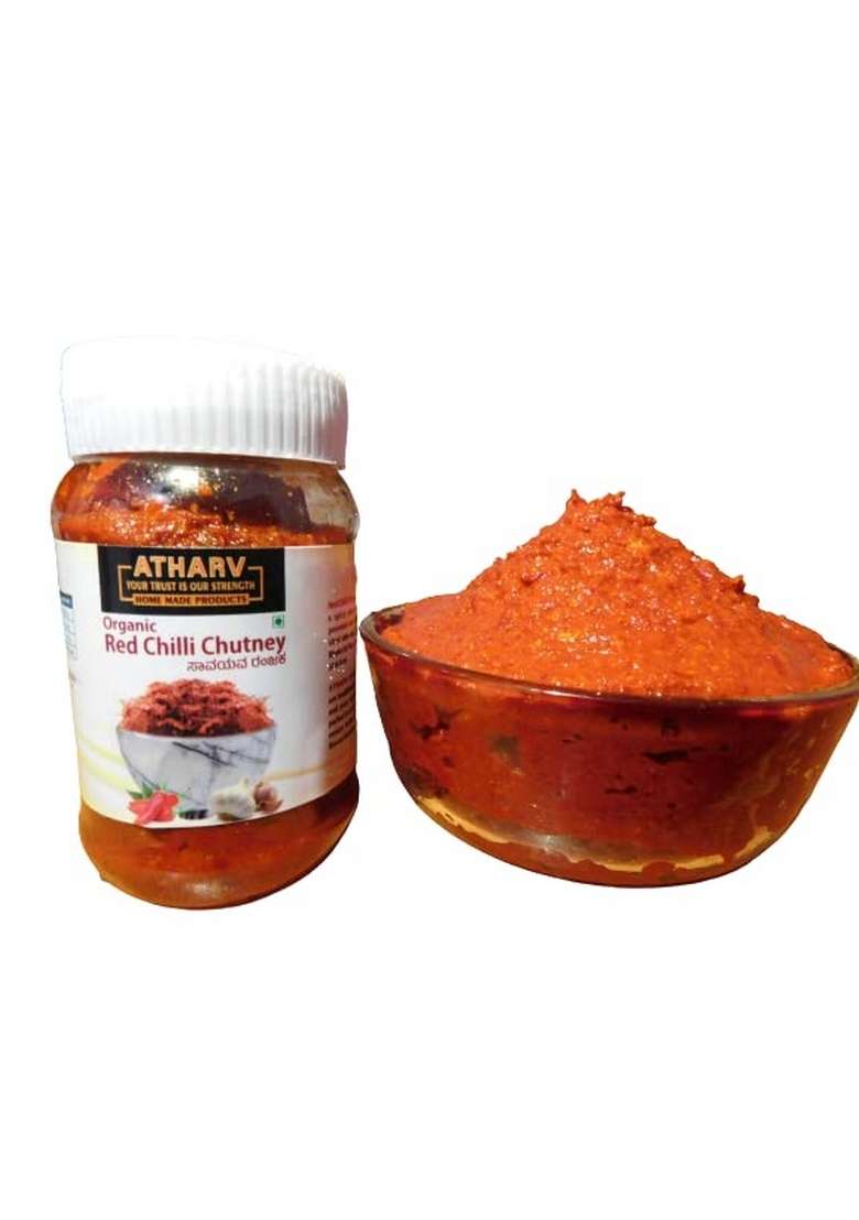 Atharv Home Made Products Organic Red Chilli Chutney Garlic I Authentic Taste Pack Of 2 Each 250G - Indya