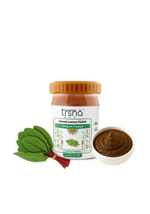 Trsna Sorrel Leaves Pickle 110 Grams | Gongura Uragaya Authentic Andhra South Indian Achar|Made With Handpicked Premium Gourmet Achaar From Pradesh
