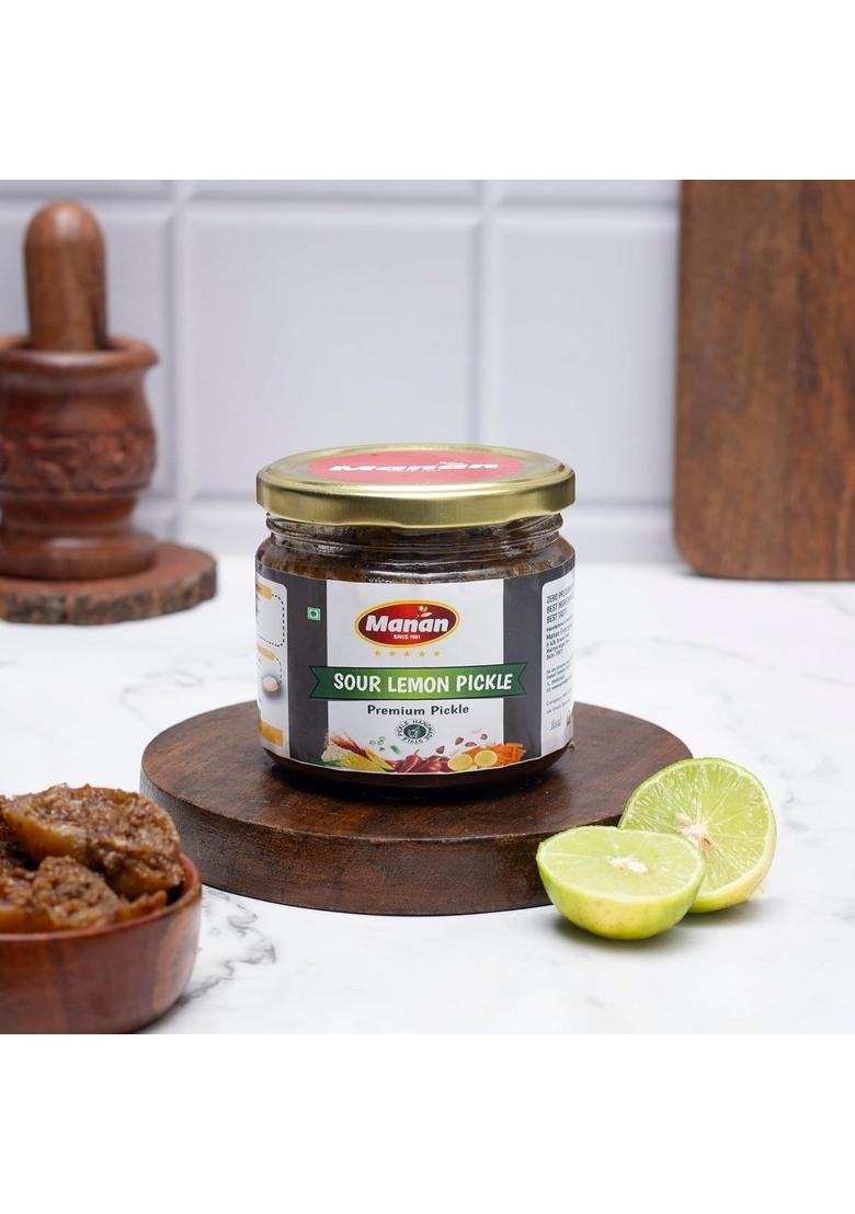 Manan | Homemade Sour Lime Lemon Pickle In Fresh 300Gm Authentic Tangy Spicy And Zesty Indian Delight With Natural Ingredients Aromatic Spices Ajwaini Khatta Nimbu Ka Achaar Pickles