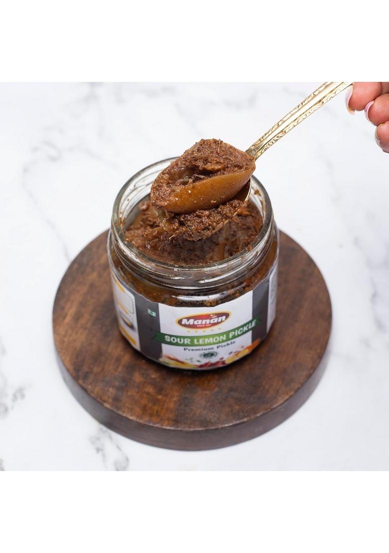 Manan | Homemade Sour Lime Lemon Pickle In Fresh 300Gm Authentic Tangy Spicy And Zesty Indian Delight With Natural Ingredients Aromatic Spices Ajwaini Khatta Nimbu Ka Achaar Pickles