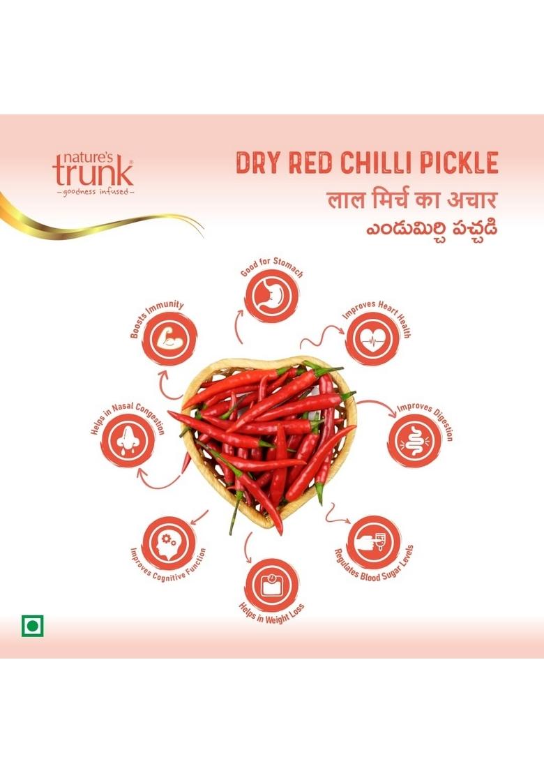 Nature'S Trunk Dry Red Chilli Pickle 500G Hdpe Jar | Lal Mirchi Ka Achar With Anti Oxidants Nutrients Pure Healthy Homemade Traditional Pandu Mirapakaya Pachadi