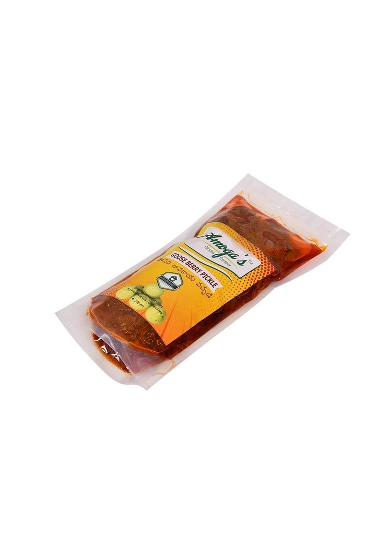 Amoga'S Pickles Factory Andhra Fresh Gooseberry Usirikaya Amla Pickle Achar Pachadi 100 Natural Handmade 200 Gram Pack Of 2