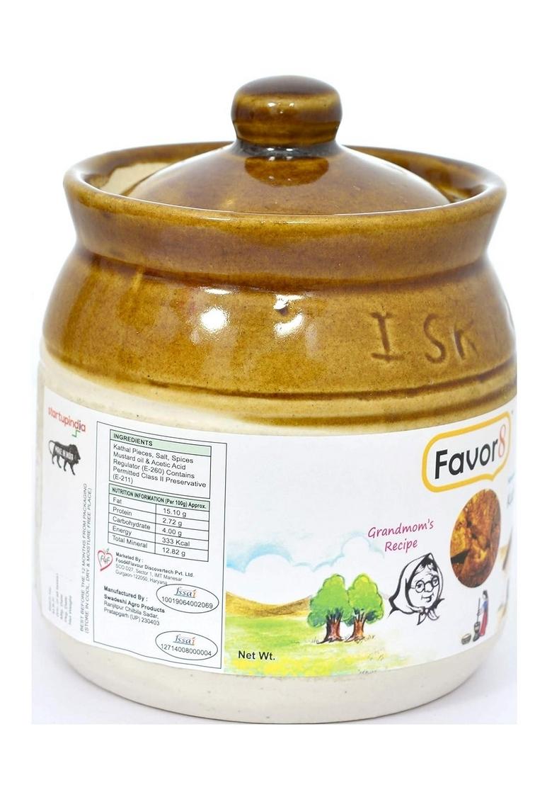 Favor8 Jackfruit Pickle Traditional Kathal Ka Achaar Homemade Banarasi Recipe Masaledar Made By Khachi Ghani Mustard Oil Ceramic Jar 400Ml Pack Of 2X350G