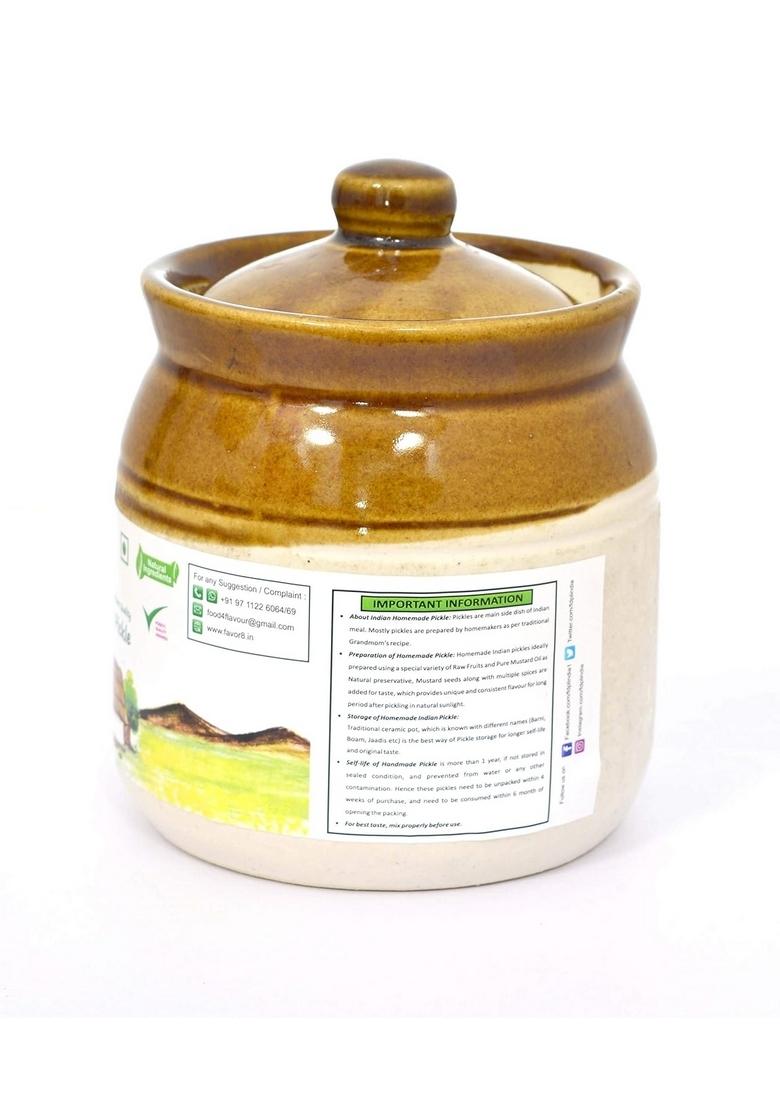 Favor8 Jackfruit Pickle Traditional Kathal Ka Achaar Homemade Banarasi Recipe Masaledar Made By Khachi Ghani Mustard Oil Ceramic Jar 400Ml Pack Of 2X350G