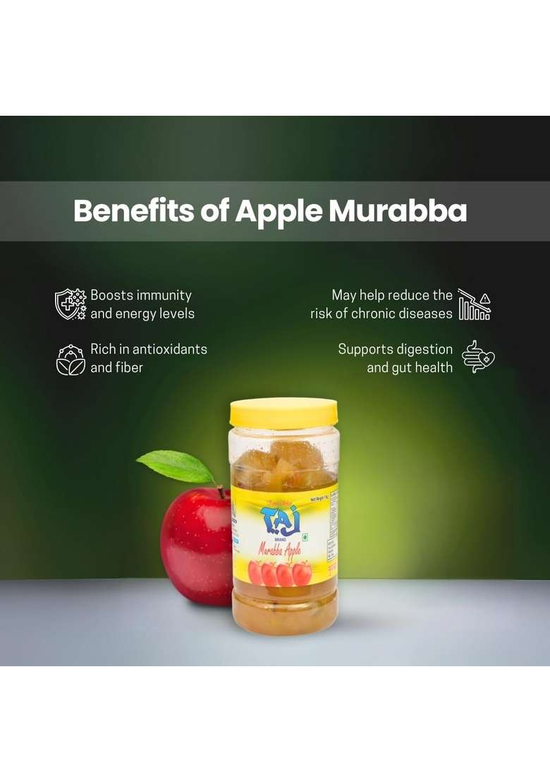 Kanshi Sohan Taj Brand Apple Murabba 1Kg | Naturally Preserved Traditional Indian Sweet Treat In Pet Jar - Indya
