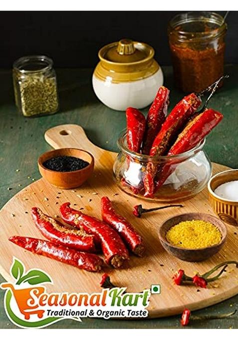 Seasonalkart Seasonal Kart Homemade Red Athana Mirchi Achar 400 Gms |Rajasthani Special Mirch Pickles Pack Of 1 X 400Gm