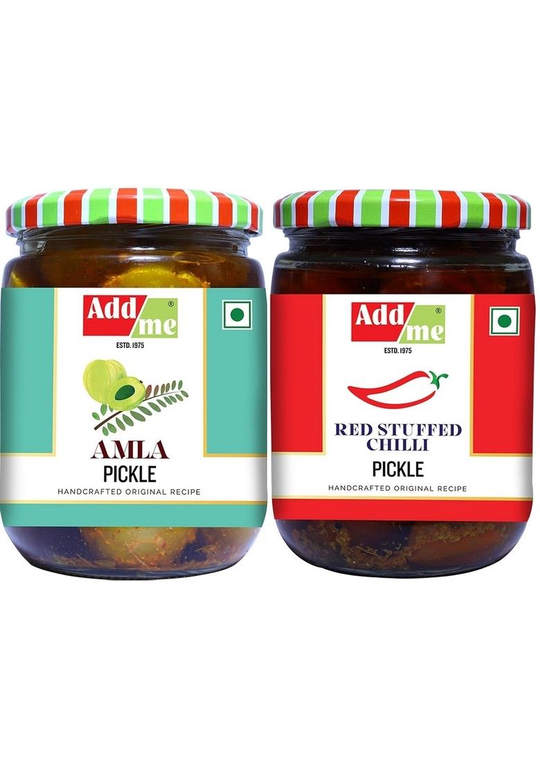 Add Me Amla Pickle 500Gm Homemade Amle Ka Achar 500G Immunity Booster Red Stuffed Chilli Lal Mirch Pickles Glass Jar