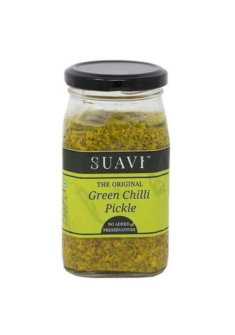 Suavi Home Made Rajasthani Chilli Pickle| Achaar Pickle | No Preservatives Artificial Color Flavor Natural Ingredients Green