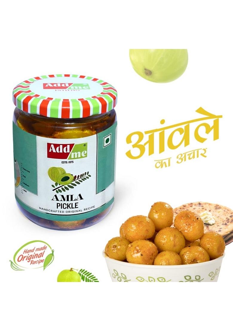 Add Me Mixed Supreme Pickles Mango Chilli Lemon Carrot Ker Ginger Karonda Lasoda Fruit 500G Amla Pickle Amle Ka Achar 500Gm Pack Of 2 Glass Jar