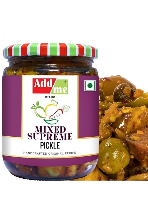 Add Me Mixed Supreme Pickles Mango Chilli Lemon Carrot Ker Ginger Karonda Lasoda Fruit 500G Amla Pickle Amle Ka Achar 500Gm Pack Of 2 Glass Jar