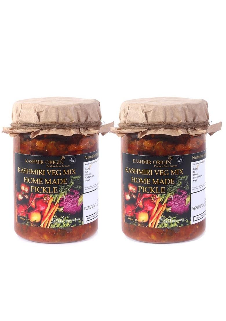 Kashmir Origin Kashmiri Mixed Veg Pickle Mix 500 Grams Each Pack Of 2 1 Kg | Homemade With Zero Preservatives| No Artificial Colors Flavors Experience
