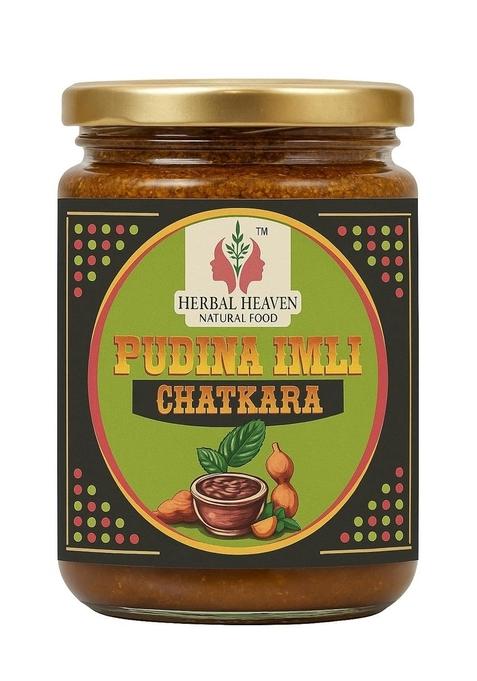 Herbal Heaven Natural Food Pudina Imli Dates Chutney – Homemade Traditional Recipe With Mint Tamarind Naani Mom’S Special 500Gm