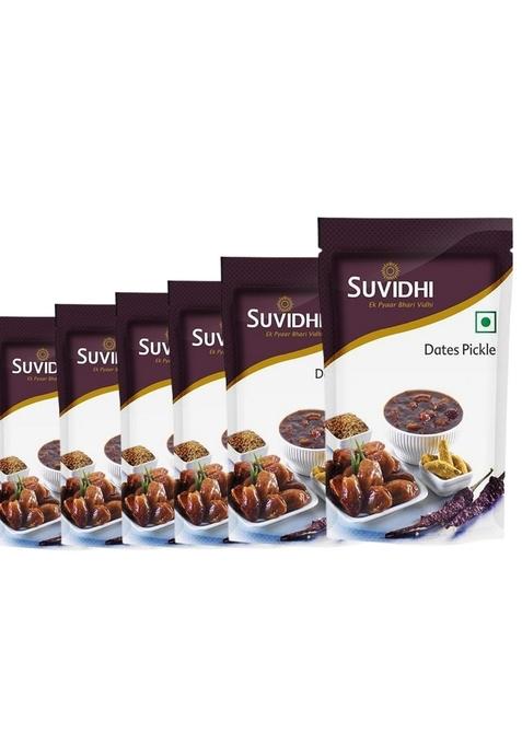 Suvidhi Dates Pickle 100Gm Pack Of 6 Khajoor Ka Achaar | 100 Natural Homemade| Tasty Healthy Unique Low Salt Less Oil No Preservatives Lemon Juice Spices Mustard