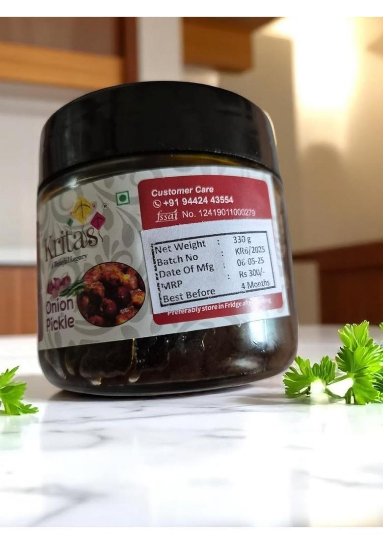 Kritas Traditional Onion Pickle – Authentic South Indian Style Pickled Onions | Handcrafted With Natural Ingredients Spices No Preservatives Tangy Spicy Condiment For Meals Parathas Rice