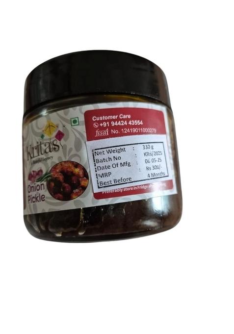 Kritas Traditional Onion Pickle – Authentic South Indian Style Pickled Onions | Handcrafted With Natural Ingredients Spices No Preservatives Tangy Spicy Condiment For Meals Parathas Rice