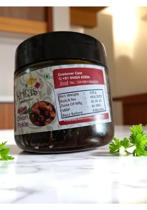 Kritas Traditional Onion Pickle – Authentic South Indian Style Pickled Onions | Handcrafted With Natural Ingredients Spices No Preservatives Tangy Spicy Condiment For Meals Parathas Rice
