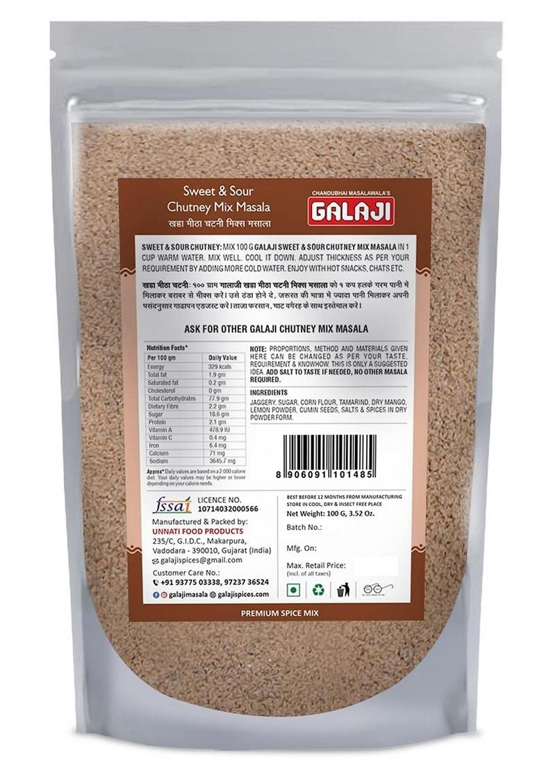 Galaji Sweet Sour Chutney Mix Masala 100 Grams Homemade Powdered | For Healthy Cooking Ready To Cook All Seasonings Spices Pure Hygiene Spice