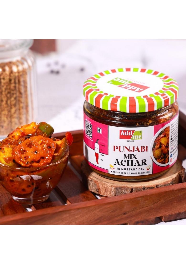 Add Me Homemade Authentic Punjabi Mix Achar 300Grm | Traditional Spicy Ghar Ka Bana Achhar Masaledar Tasty Flavours Mixed Pickles Indian Natural Vegetable Pickle