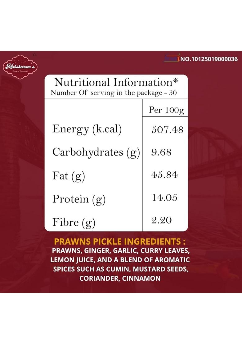 Moksharam'S Moksharams Godavari Spicy Prawns Pickle| Andhra Style | Home Made Pickle By Ready To Eat Best In Taste Non Veg 100 Natural Of 500 Grams