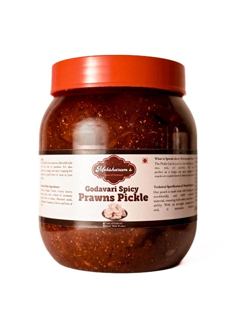 Moksharam'S Moksharams Godavari Spicy Prawns Pickle| Andhra Style | Home Made Pickle By Ready To Eat Best In Taste Non Veg 100 Natural Of 500 Grams