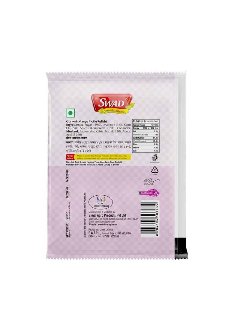 Swad Delicious And Tangy Traditional Sweet Gor Keri Pickle Chutney Sour Mango Khatti Meethi Aam Chatni 40 Gm Pack Of 50