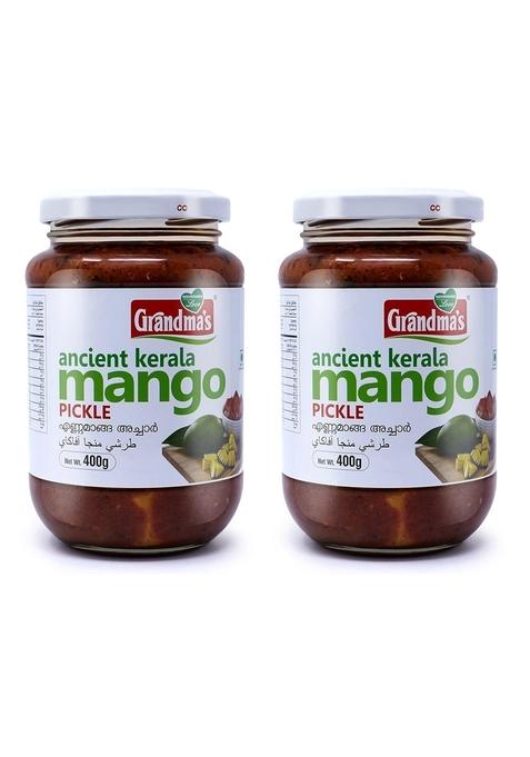 Grandmas Authentic Kerala Style Ancient Mango Pickle | Enna Manga Achar 400G Bottle Pack Of 2 Hot And Spicy South Indian