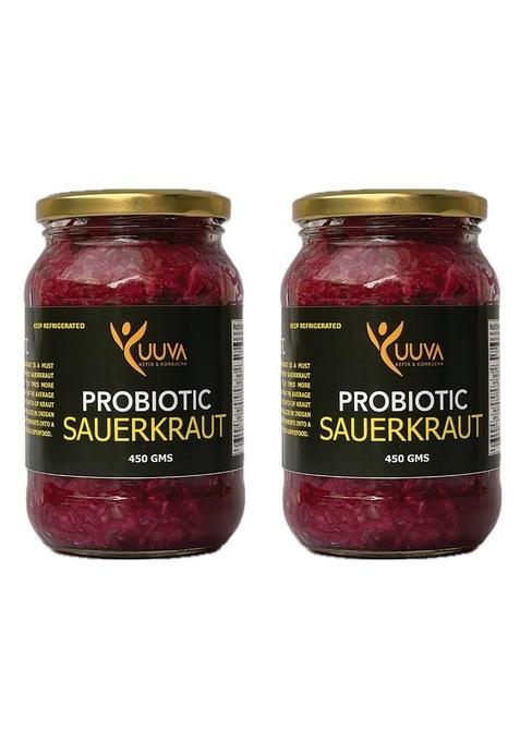 Yuuva Sauerkraut Fermented Cabbage Pickle Probiotic Organic 900Gm Pack Of 2