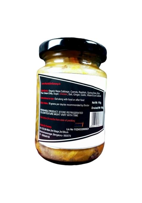 Hands On Tummy Green Kimchi Non Veg Chicken Spicy Korean Probiotic Prebiotic Pickle For Gut Health Small 110 G