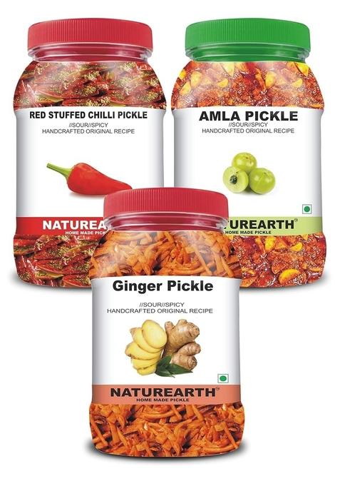Naturearth 100 Natural Ginger Red Stuffed Chilli Amla Pickle 600 G Primium Quality Achar