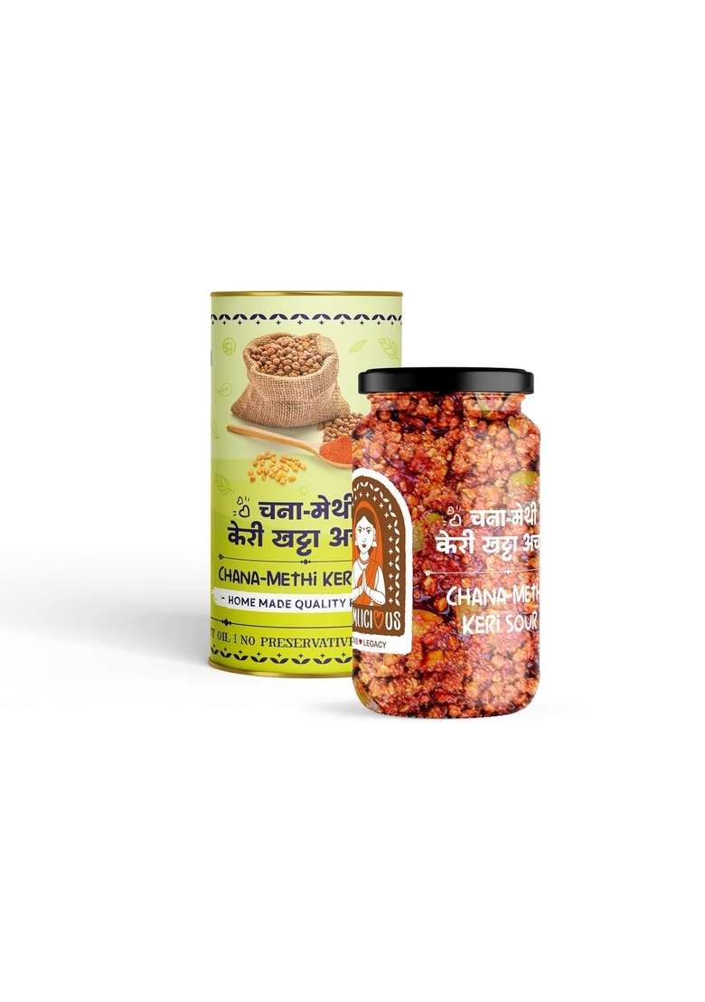 Mumlicious Home Made Quality Chana Methi Keri Sour Pickle | 100 Natural Ingredients No Added Preservatives Goodness Of Groundnut Oil Pack 1 400 Gm - Indya