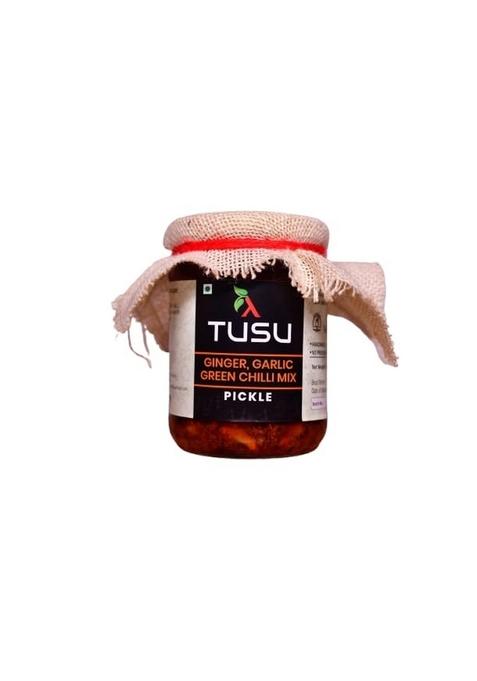 Tusu Fresh Garlic Ginger Chilli Mix Pickle In Homemade Pickles 500G | Lahsun Adrak Mirch Ka Achar Sun Dried Achaar Ghar Bana Spicy Tangy Chatpata With No Artificial Preservatives