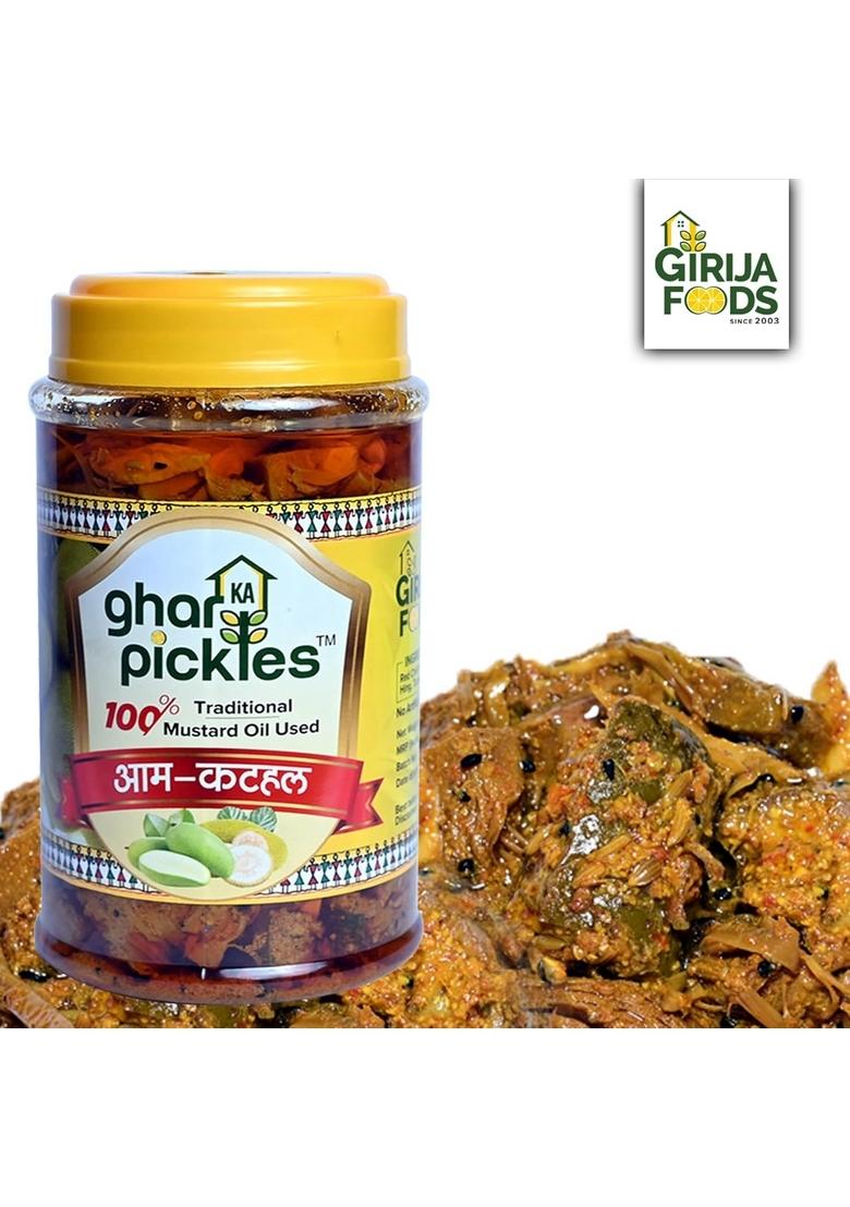 Ghar Ka Pickles Traditional Homemade Mango Jackfruit Pickle Aam Kathal Fanas Achar 450G Natural No Chemical Preservatives Added