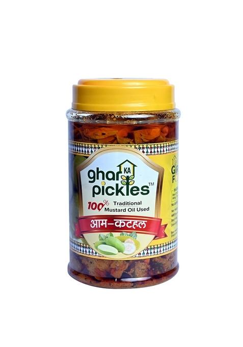Ghar Ka Pickles Traditional Homemade Mango Jackfruit Pickle Aam Kathal Fanas Achar 450G Natural No Chemical Preservatives Added