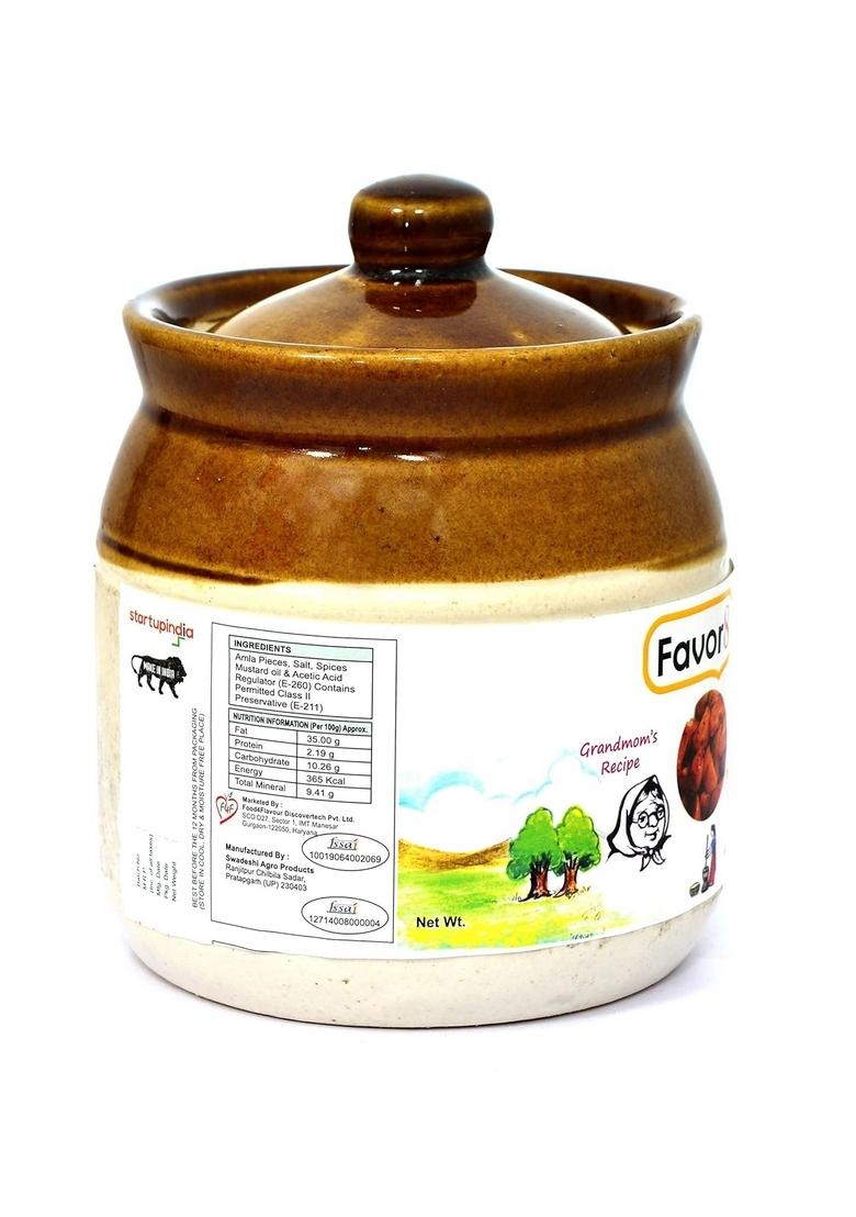 Favor8 Amla Pickle Traditional Ka Achaar Homemade Banarasi Recipe Dry Masaledar Made By Khachi Ghani Mustard Oil Ceramic Jar 400Ml Pack Of 2X350G