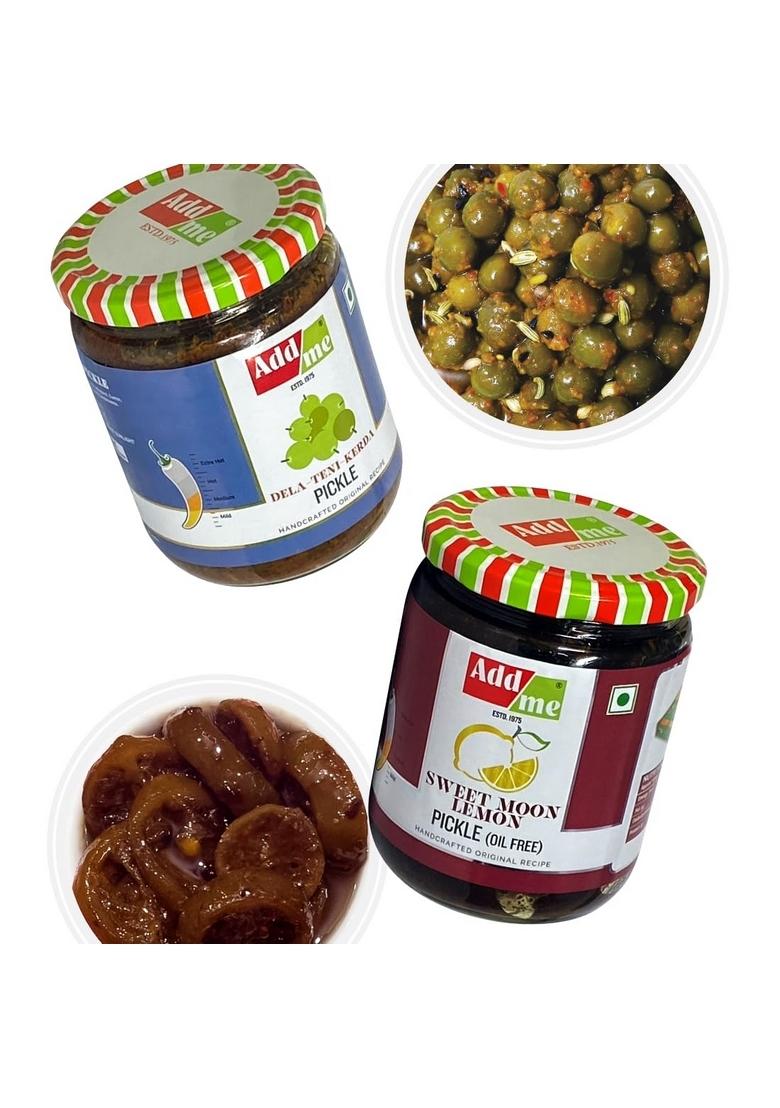 Add Me Sweet Lemon Pickle 600G Without Oil Nimbu Ka Khatta Meetha Achar Rajasthani Dela Teni Ker 500G Teet Mixed Combo Offer Glass Pack