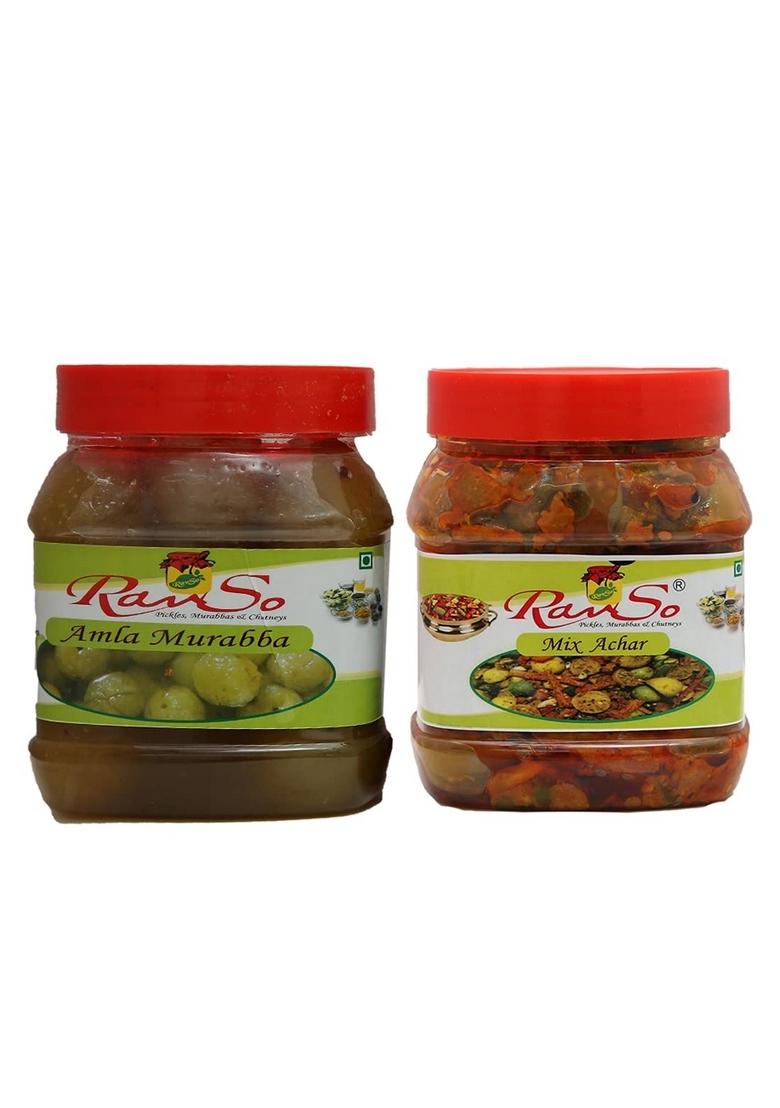 Advait Ravso Home Made Combo Pack Of Two Pickle Indian Amla Murabba 1Kg Mix 1 Kg Murabha 2 2Kg